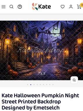 Kate Photography Backdrop Halloween Pumpkin Night Street 7’x5’